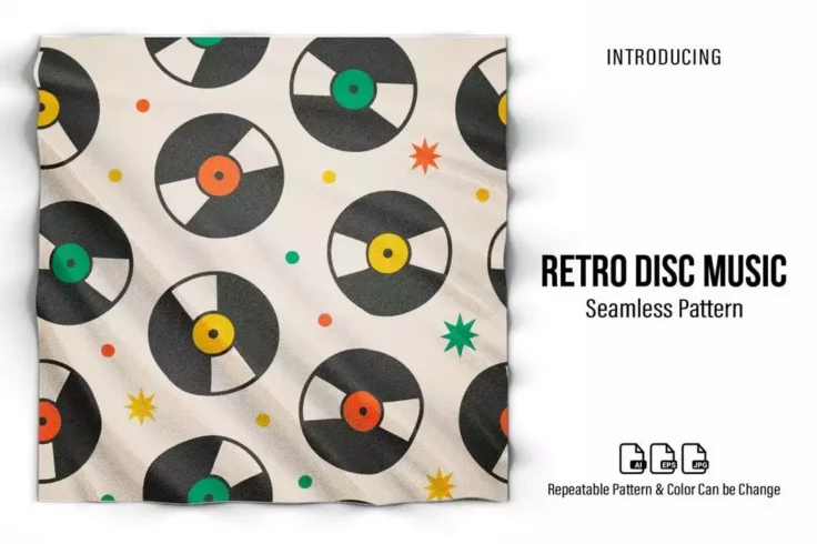 View Information about Music Disc Retro Seamless Pattern