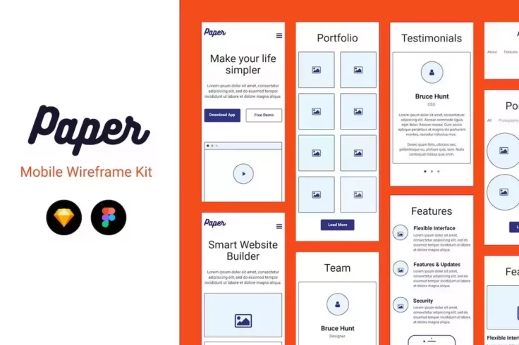 View Information about Paper Mobile Wireframe Kit for Figma